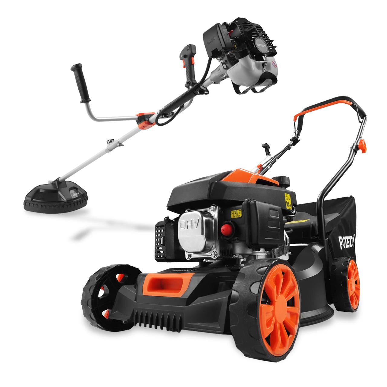 Paquete FUXTEC de cortacésped de gasolina FX-RM4180 y desbrozadora de gasolina FX-MS125