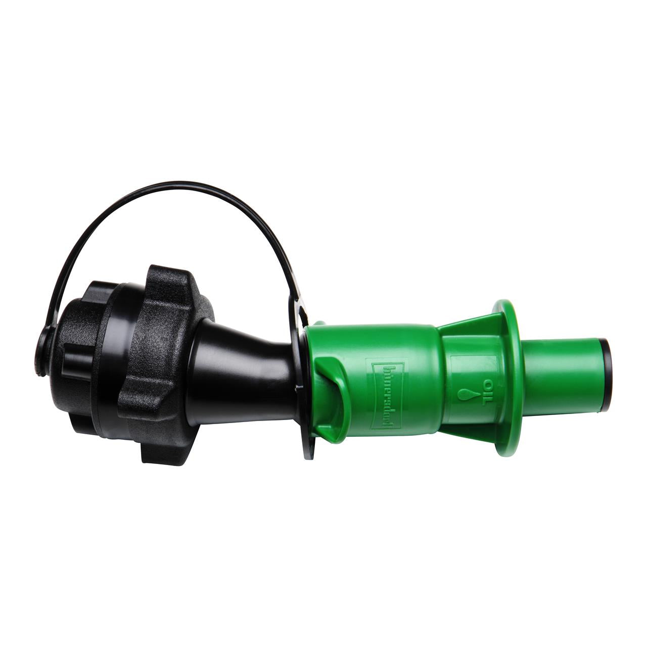 Sistema de llenado de seguridad para aceite adhesivo para cadenas negro/verde