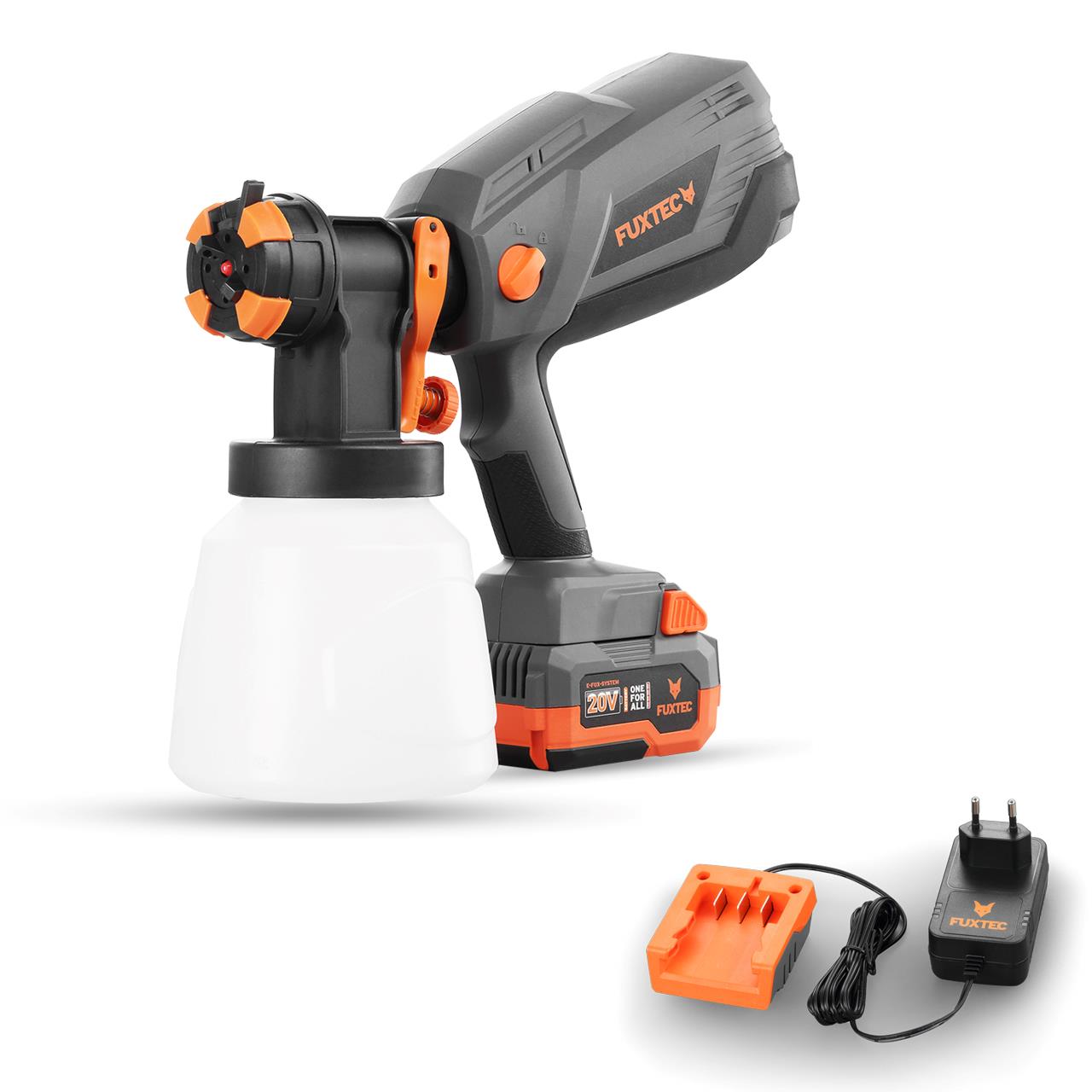FUXTEC 20V Pulverizador manual a batería FX-E1CSP20 SET con 1 x Batería 4Ah, 1 x Cargador 1A