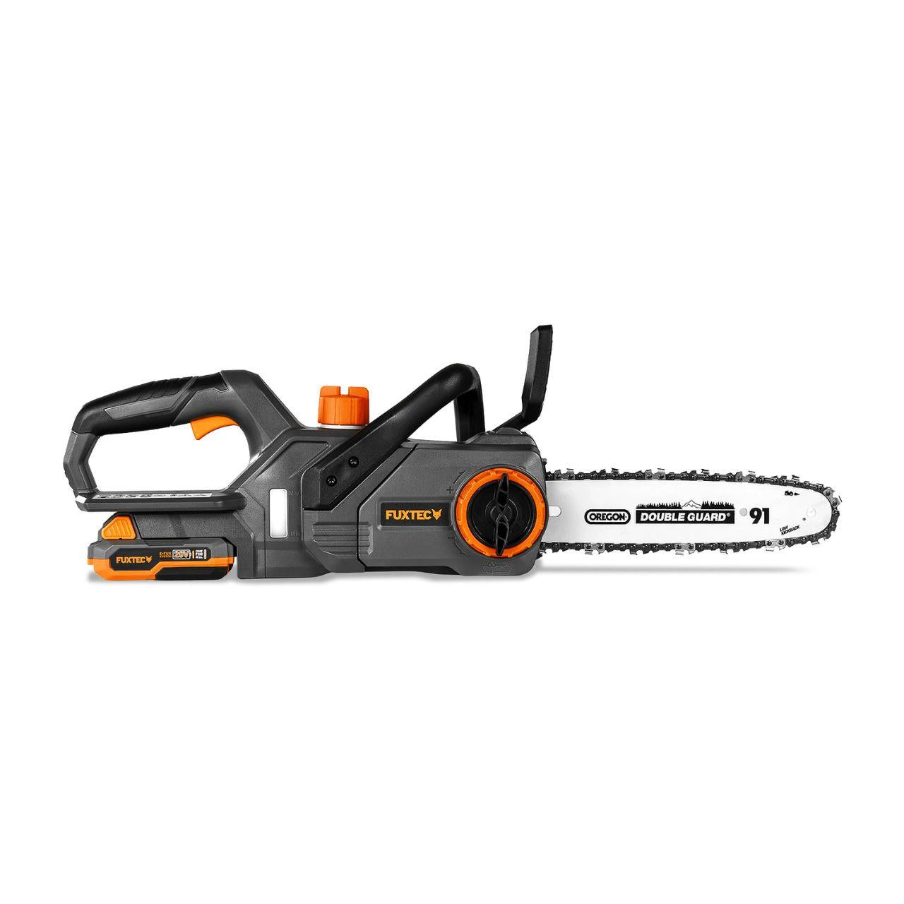 Motosierra a batería de 20V FUXTEC FX-E1KS20 con batería de 2Ah y cargador de 1A