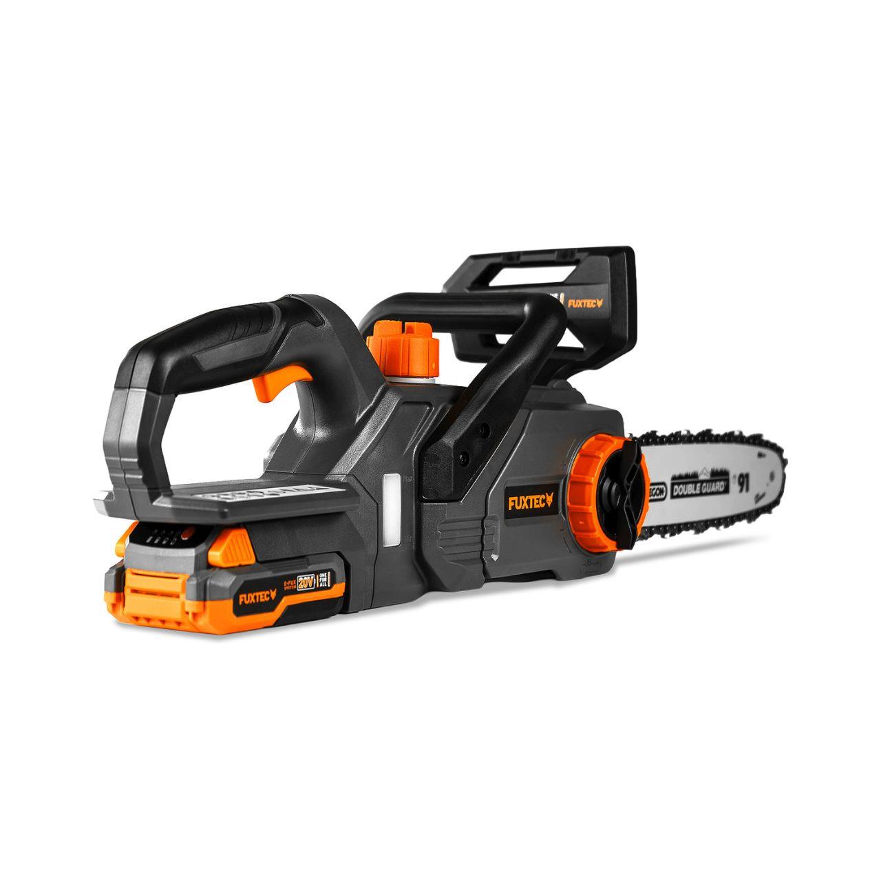 Motosierra a batería de 20V FUXTEC FX-E1KS20 con batería de 2Ah y cargador de 1A