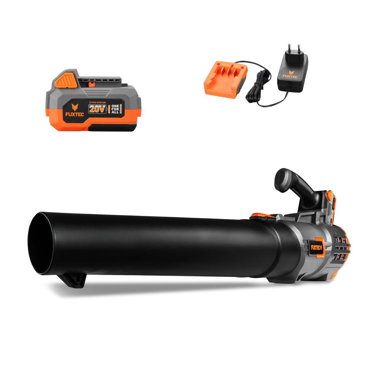 FUXTEC 20V Batería Soplador de Hojas FX-E1LB20 SET 1 con 1 x Batería 4Ah, 1 x Cargador 2,4A