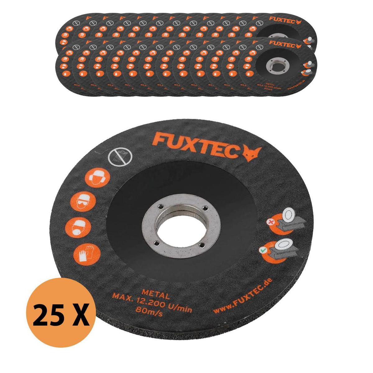 Bild 1 25er Set 115mm Trennscheiben für Metall, Stahl & Inox für 20V Akku Winkelschleifer FX-E1WS20