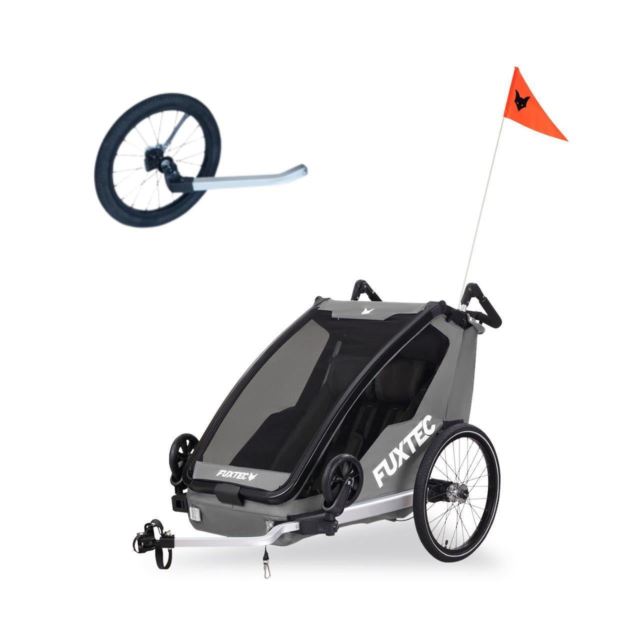 FUXTEC remolque para bicicletas/jogger FX-FA1-SET-GRAY con rueda jogger