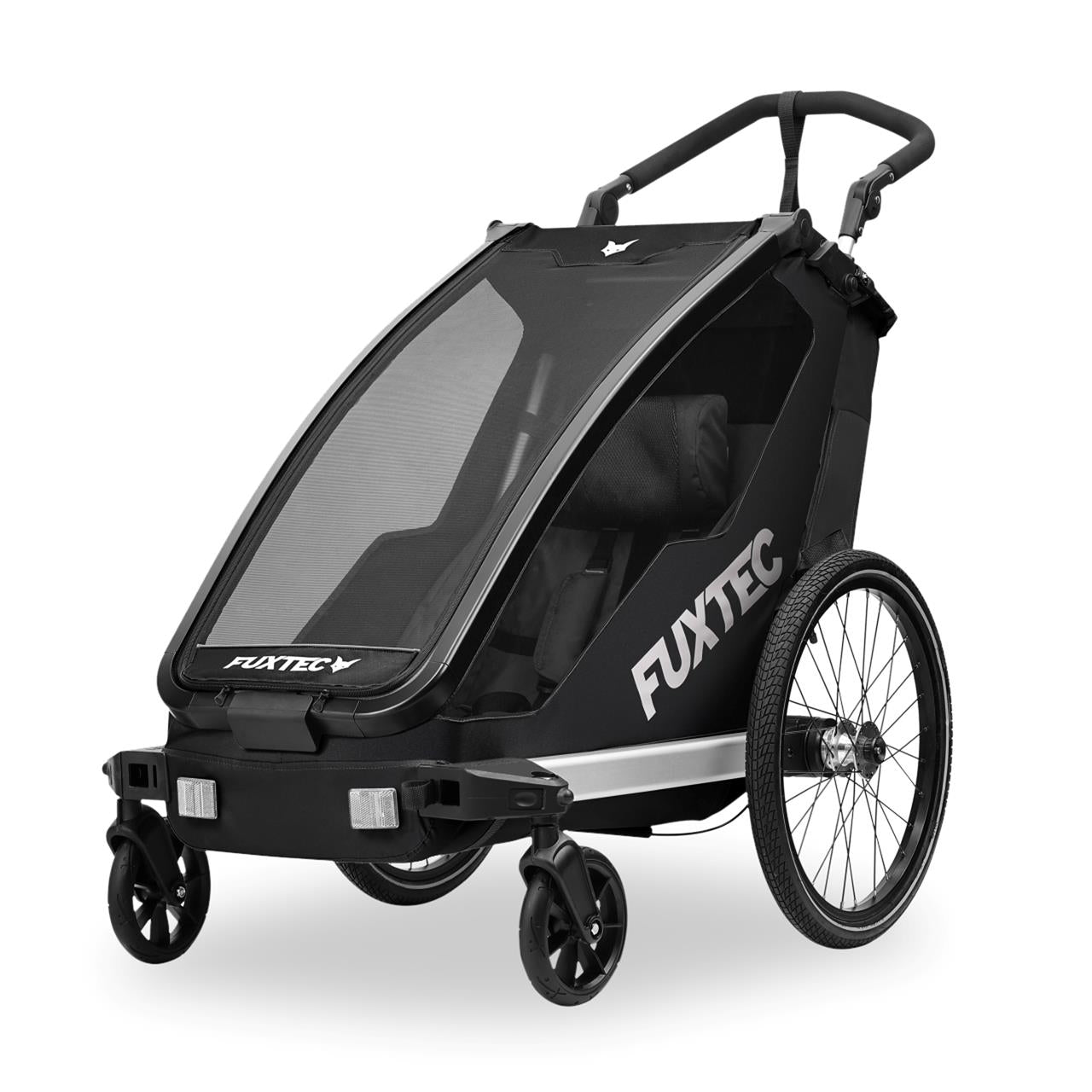 Remolque para bicicletas FUXTEC FX-FA1S negro con rueda jogger