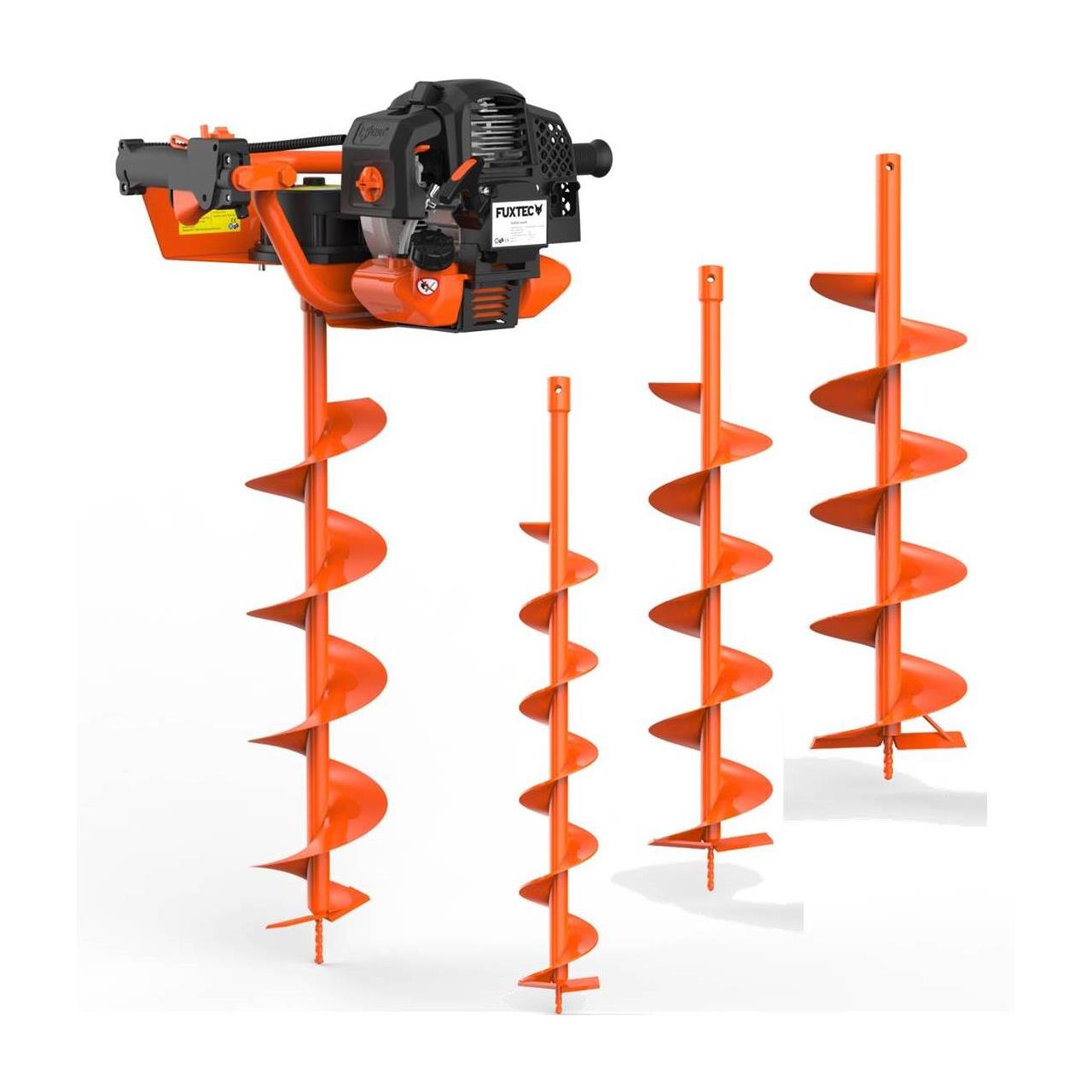 FUXTEC FX-EB152 Taladro de Tierra Ahoyador, 3CV, 52CC - con 3 Brocas de 100/150/200mm