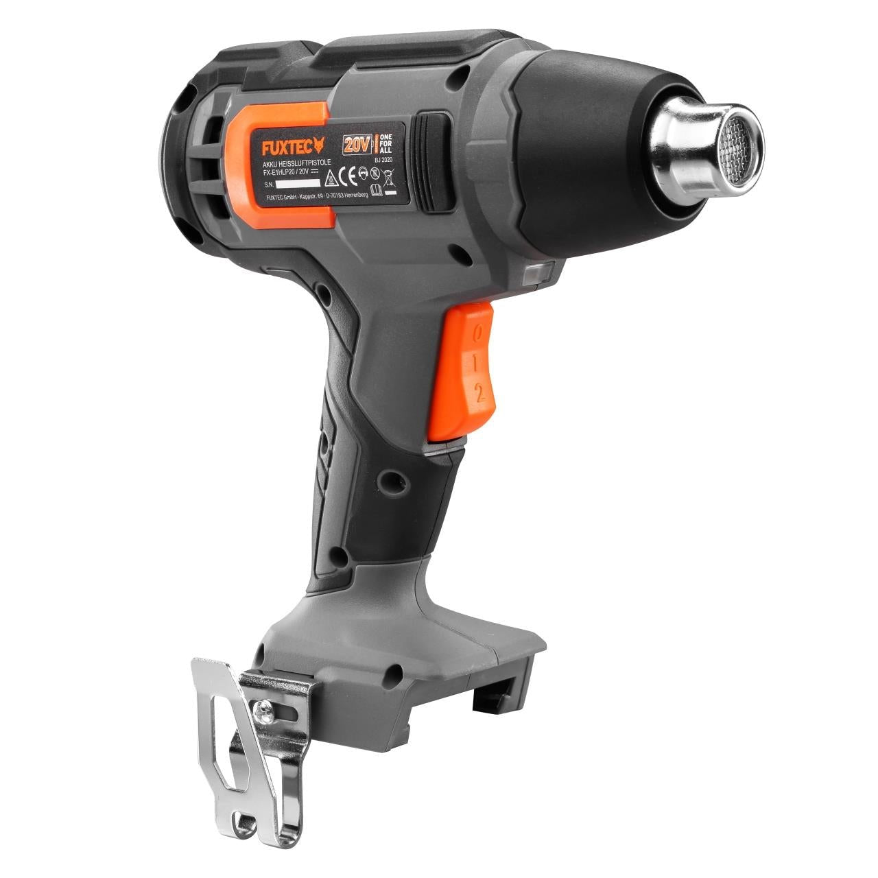 Pistola térmica a batería FUXTEC FX-E1HLP20 20V - con batería de 2.0 Ah y cargador de 1A, hasta 550°C