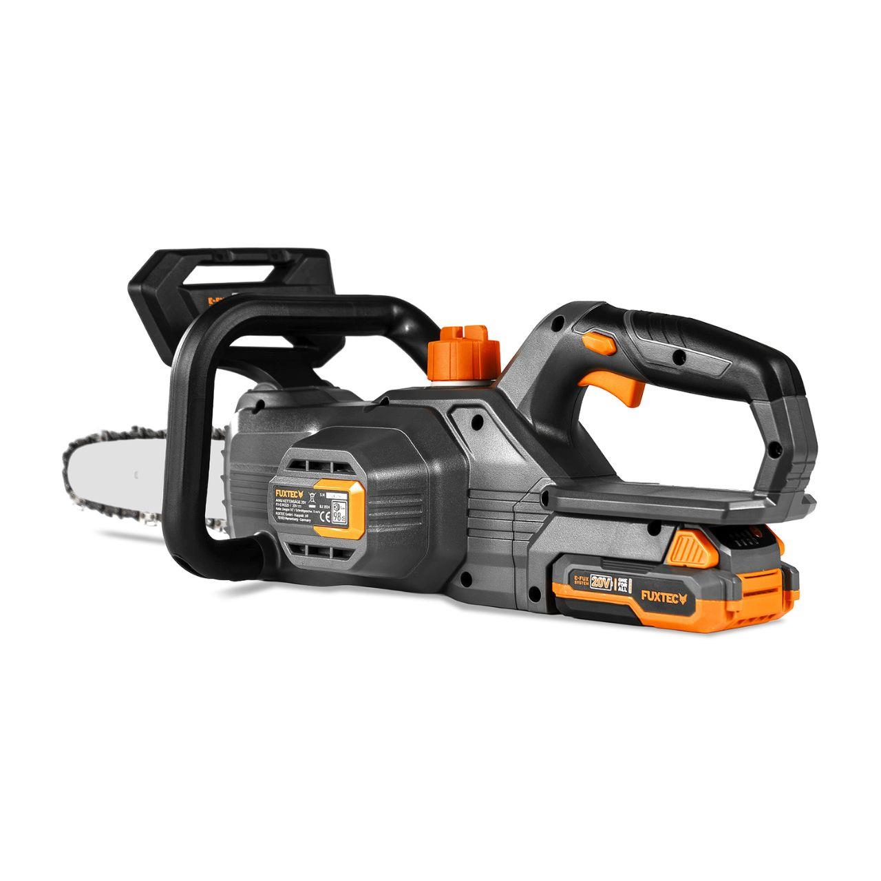 Motosierra a batería de 20V FUXTEC FX-E1KS20 con batería de 2Ah y cargador de 1A