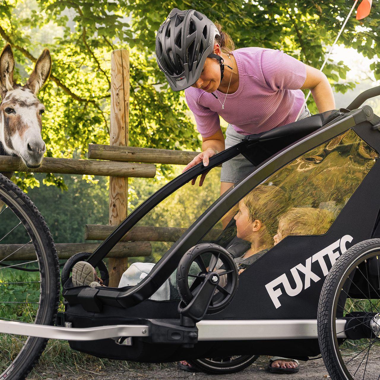 FUXTEC remolque para bicicletas/jogger FX-FA1-SET-GRAY con rueda jogger