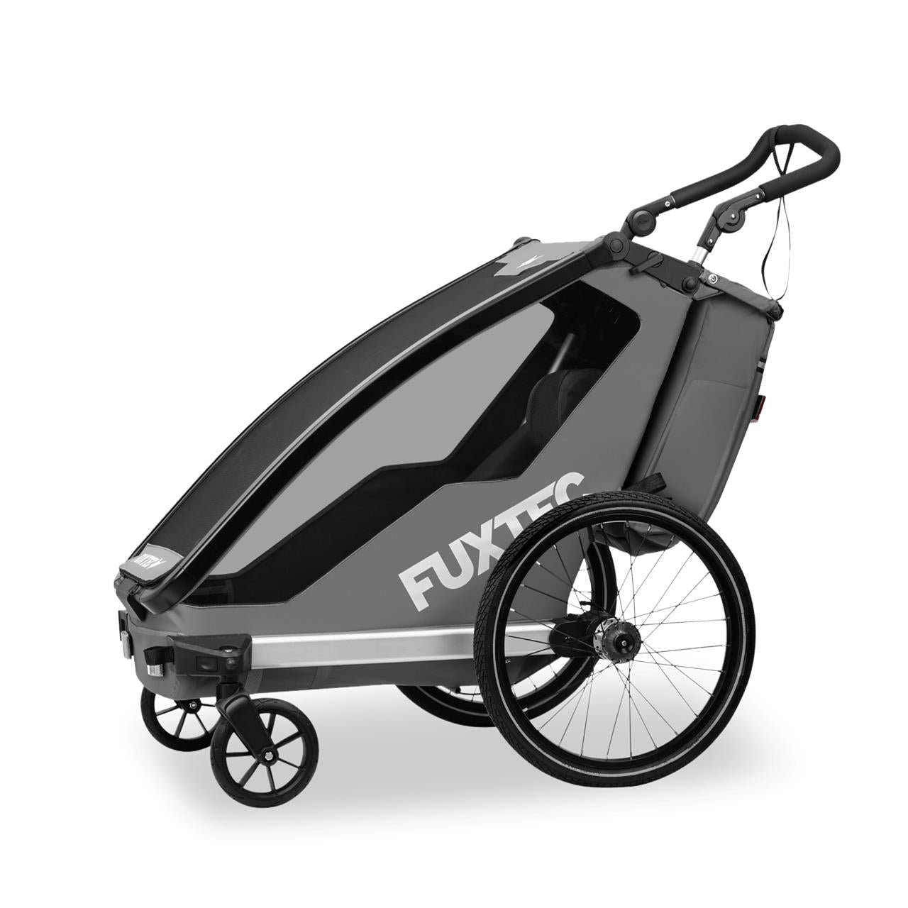 Remolque para bicicleta FUXTEC FX-FA1S gris con rueda jogger