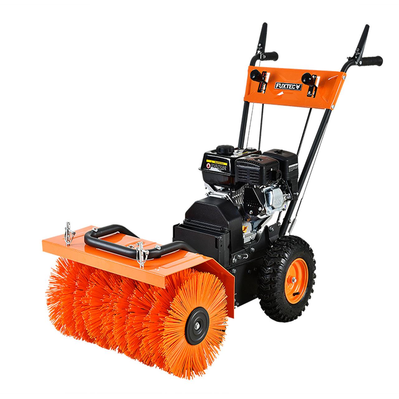 Juego de barredora de gasolina FUXTEC FX-KM196-SET3 con cuchilla quitanieves y contenedor de residuos